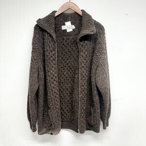 Athena Women Designs Handmade in Ireland Wool Zip Up Sweater Size Large